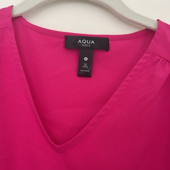 Girls Hot Pink Aqua Ruffle Sleeve Blouse - Picture 2 of 4